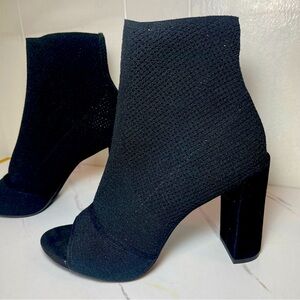Kenneth Cole Open Toe Round Heel Black Ankle Party Cocktail Booties Sz 8.5 M